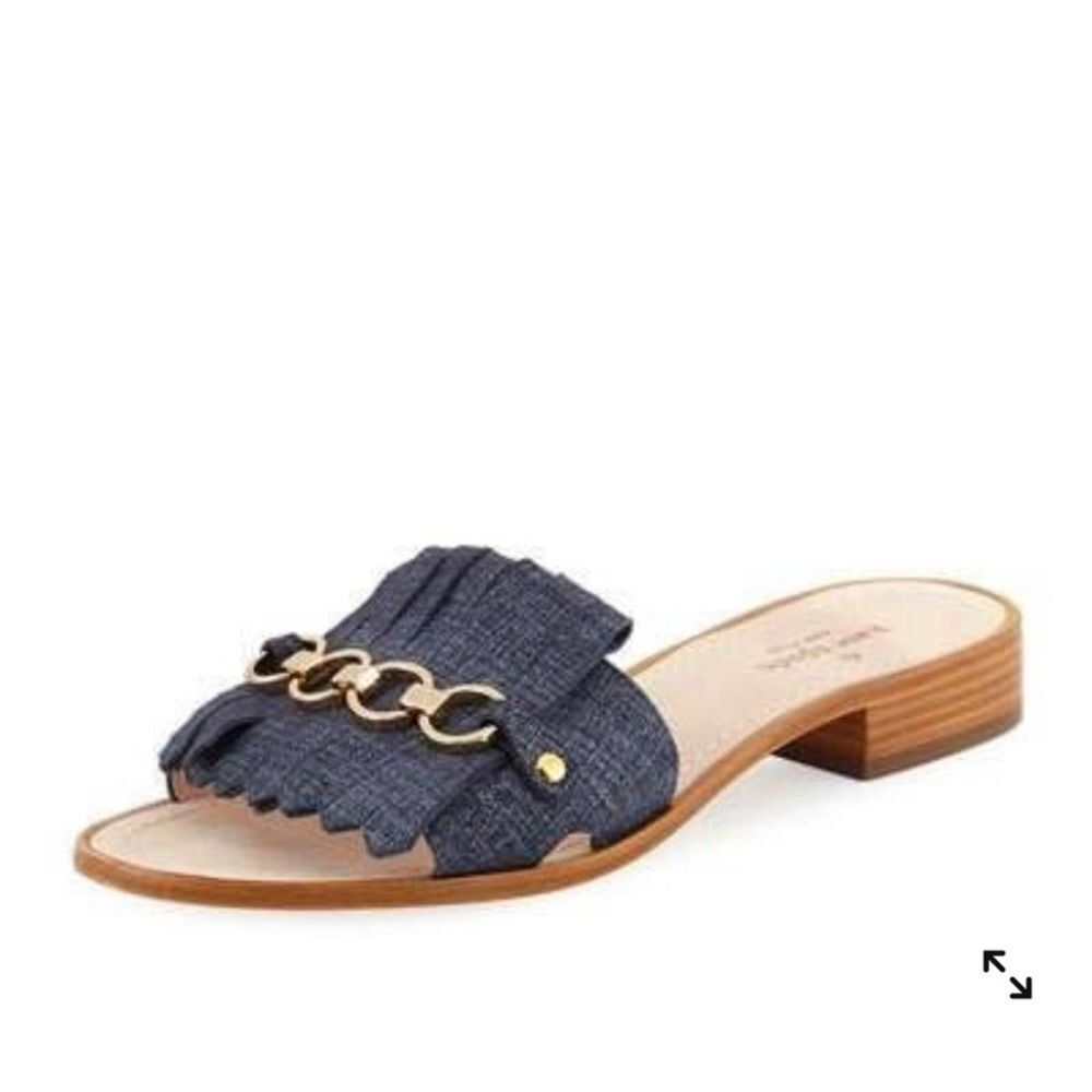Kate Spade denim metallic chain flats